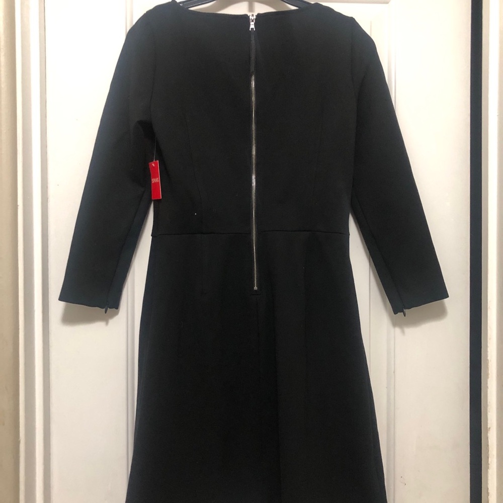 SPANX Black Midi A-Line Dress with 3/4 Sleeves Size XS NWT - Picture 4 of 5